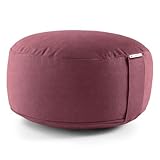 Lotuscrafts® Meditationskissen mit 15 cm Sitzhöhe, Yoga Kissen mit Dinkelfüllung, Yogakissen Rund, Bodenkissen Rund, Yogakissen Meditationskissen, Yogakissen Bezug waschbar, GOTS Z