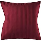 Pure Label Mako Satin Damast Streifen Kissenbezug 40x40 cm aus 100% Baumwolle in rot - Traumhaft weiches Deko Kissen passend zu unseren Bettwäsche Sets