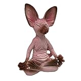 Hotaden Meditierende Katzenstatue, Katzendekoration, Zen Yoga Katze Figur für Gartenverzierungen (Rosa)