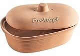 MÄSER 931996 Serie Ceramica Brottopf oval aus Naturton - Praktische Brotaufbewahrung - Brotbehälter mit Griff am Deckel - Brotkasten Ton unglasiert - atmungsaktiver Tontopf für Brot, Keramik, B