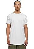 Urban Classics Herren T-Shirt Long Shaped Turnup Tee, lässiges T-Shirt für Männer, in langem Schnitt, white, L
