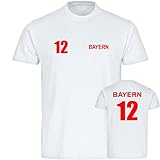 VIMAVERTRIEB® Herren T-Shirt Bayern - Trikot 12 - Druck: rot - Männer Shirt Fußball Fanartikel Fanshop - Größe: S weiß
