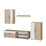 Vicco Wohnwand Berno, TV-Wand, Sonoma/Weiß, 4er S