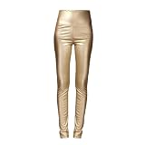 Damen Winterleggings Elegant Leggings Sexy Skinny Fit Strumpfhosen Pu Leder Hose Glänzend Lederhose Kunstleder Freizeithose Festivals Thermoleggings Party Damenhose Leichte Sportlegging