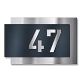 Metzler Individuelle Hausnummer aus Edelstahl - Hausnummernschild in Anthrazit RAL 7016 - Türschild mit ausgelaserter Hausnummer - Kratzfest und Robust - Made in Germany - 3D Effekt