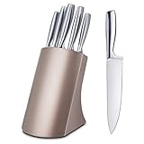 Küchenmesser, Profi Messerblock mit Messer, 6-teiliges Edelstahl-Küchenmesser-Set, inklusive Kochmesser, Brotmesser, Tranchiermesser, Allzweckmesser, Schälmesser