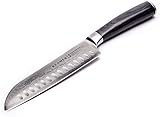 KLAMER Premium Santoku Damastmesser echter japanischer Stahl 18 cm Kochmesser