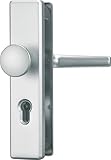 ABUS Türbeschlag KLS114 - für Wohnungstüren mit 72 mm Abstandsmaß - Türgriff innen, Türknauf außen - für nach links und rechts öffnende Türen - VdS anerkannt - F1 (Aluminium Natur)
