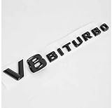 V8 Biturbo Schriftzug 3D Emblem Logo G63 S63 SL63 CL63 C63 CLS63 AMG (Schwarz)