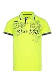 Camp David Herren Pikee-Polo mit Label-Applikationen Neon Lime XXXL