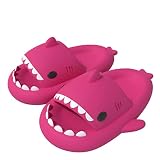 ChayChax Shark Sildes Slippers Damen Herren Kinder Hai Badelatschen Sommer Hausschuhe Badeschlappen rutschfeste Dusch Badeschuhe Strand Sandalen,Hai Rose,36/37 EU