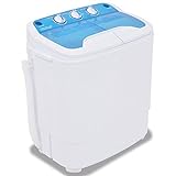 vidaXL Mini Waschmaschine mit Schleuder 2 Kammern 15-Minuten-Timer Wäscheschleuder Waschautomat Camping Miniwaschmaschine 5,6kg Kunststoff
