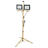 2x 100W LED Strahler Außen Strahler Fluter mit Höhenverstellbar Stativ, 20000LM Superhell Außenstrahler mit 2 Separater Netzschalter, 6500K Wasserdicht LED Flutlicht Arbeitslicht B