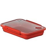 Rotho Memory Mikrowellendose Deckel und Ventil, Kunststoff (PP) BPA-frei, rot, 0.9l, 0.9 Liter