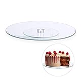 Relaxdays Tortenplatte, 360º drehbar, ∅ 30 cm, zum Servieren & Dekorieren, Kuchen, runder Drehteller, Glas, transparent
