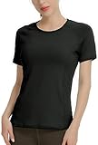 QUEENIEKE Women Yoga Mix & Mesh Short Sleeve T-Shirt Sports Tee Running Top Size M Color Black