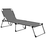 INLIFE Extra Hohe Klappbare Senioren-Sonnenliege Grau Aluminium