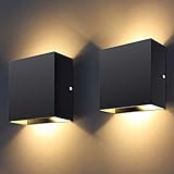 Lovebay 10W LED Wandleuchten Innen mit 2 Stücke, Warmweiß Aluminium LED Wandlampe für Schlafzimmer, Wohnzimmer, Flur, Balkon, Treppen (schwarz, 2)