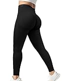 ZAAYO Damen Scrunch Butt Leggings Sport Fitnesshose Seamless Leggings Hohe Taille Slim Fit Sporthose Yoga Gym Schwarz S