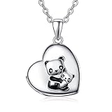 Schildkröte / Panda Medaillon Halskette 925 Sterling Silber Bild Fotos Lagerung Anhänger Geburtstag Mama Geschenke für Frauen Mädchen