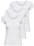 ONLY 3er Pack Damen T-Shirt schwarz oder weiß Kurzarm lang Basic Sommer T-Shirts XS S M L XL 15209153