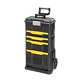 Stanley Rollende Werkstatt aus Metall-Kunststoff 1-79-206 – Werkzeugwagen leer mit 3 modularen Einheiten – Vielseitige Werkzeugbox für Kleinteile und große Werkzeug
