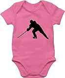 Sport & Bewegung Baby - Hockey Player - 18/24 Monate - Pink - Mann - BZ10 - Baby Body Kurzarm für Jungen und Mädchen