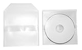 100 Mini CD Hüllen zum Einkleben Stabile PP Folienhüllen 120my Transparent mit Klappe und 1 Selbstklebende Streifen Rückseitig für 8cm Mini CD/DVD