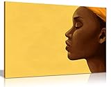 African Art Modern Beautiful Woman Calm Leinwandbild, Kunstdruck, Heimdekoration, Schwerer Leinwand, gerahmt auf massivem Kiefernrahmen, 61x41 cm (24x16in)