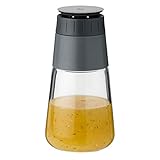 Stelton Dressing-Shaker SHAKE-IT - Soßen-Spender mit Drehverschluss - Behälter & Mixer für Dressing, Öl, Essig - Luftdichter Verschluss, langlebiges Glas & robuster Kunststoff - 0,35 Liter, Grau