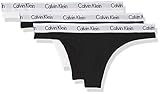 Calvin Klein Damen Thong 3pk Tanga, Schwarz (Black/White/Black Wzb), S (3er Pack)