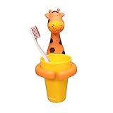 Zahnbecherhalter,Kinderzahnbürstenhalter mit Tasse,Tier-geformte Zahnbürstenhalter Mit Saugnapf,Cartoon Zahnbürstenhalter,Niedliche Zahnbürstenhalter,Reinigungsmittel Für Babys Und Kinder (Giraffe)