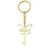 GS2 18K benutzerdefinierter Schmetterlings-Namens-Schlüsselanhänger, personalisierter Schmetterlings-Schlüsselanhänger, Freundesgruppen-Schlüsselanhänger, Schlüsselanhänger, Geschenke für Frauen