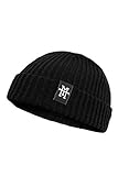 Manufaktur13 Heritage Docker Beanie - Dockermütze, Work Wear Dockercap, Fischermütze, Strickmütze, Vegan (M13) (Black)
