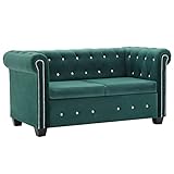 Nicoone Chesterfield Sofa 2-Sitzer Englisches Vintage-Sofa Samtbezug Sofa in Wohnzimmer-Schlafzimmer-Wohnung verwendet Grün