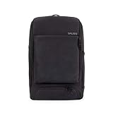 SALZEN Alpha Rucksack aus Nubukleder in der Farbe Schwarz, mit gepolstertem 16 Zoll Laptopfach, Volumen: 17 L