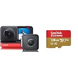 Insta360 VR Action Camera - One R Twin Edition-Reihe, Red/Black & SanDisk Extreme microSDXC UHS-I Speicherkarte 128 GB + Adapter & Rescue Pro Deluxe (A2, C10, V30, U3, 160 MB/s Übertragung)