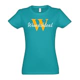 Kiwistar - T-Shirt Damen - türkis - M - Aufdruck individuell - Wunschtext mit Initial und Nachname - Name - Spruch - Druck personalisiert - Geschenk für Freizeit Sp