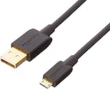 Amazon Basics 80P4V4 Verbindungskabel, USB 2.0, USB-A-Stecker auf Micro-USB-B-Stecker (1 Stück), 3, m, Schwarz