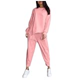 Sweatshirt + Jogginghose Damen Jogginganzug Zweiteiler Outfit 2 Stück Trainingsanzug Set Freizeitanzug Sportanzug Sportswear Sportbekleidung Tracksuit Langarm Rundhalsausschnitt Jogginganzug (S)