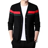 BERCIELY Strickjacke Herren Casual Mode Warm Sweater Jacke Herren Slim Fit Weich Atmungsaktiv Langarm Sweater Herren Urban Klassisch Trend Gestrickte Jacke Herren A-Black XXL