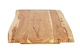 SAM Tischplatte 60x40 cm Curtis, Holzplatte Akazienholz massiv + naturfarben + lackiert, Baumkanten-Platte für Heimwerker, Arbeitsplatten, Tische & Fensterbretter, FSC® 100% Zertifiziert