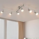 Glitzerlife LED Deckenstrahler 6 Flammig Wohnzimmer - Deckenleuchte Modern Deckenlampe GU10 Deckenspot Schwenkbar 330°Drehbar Spot Strahler Lampe Edelstahl Decke Schlafzimmer innen Ohne L