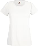 Fruit of the Loom Damen Valueweight T Lady-Fit T-Shirt, Weiß (White 000), Medium (Herstellergröße: M (12))