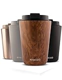 MAMEIDO Thermobecher 350ml Oak Wood - Kaffeebecher aus Edelstahl doppelwandig isoliert, auslaufsicher - Coffee to go Becher für Kaffee & Tee