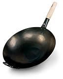 pasoli handgehämmerter Wok - voreingebrannt - traditionelle Asiapfanne - Bratwok aus Carbonstahl - induktionsgeeignete Wokpfanne - Durchmesser 36 cm