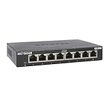 NETGEAR GS308 LAN Switch 8 Port Netzwerk Switch (Plug-and-Play Gigabit Switch LAN Splitter, LAN Verteiler, Ethernet Hub lüfterlos, robustes Metallgehäuse mit Ein-/Ausschalter), Schwarz