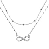 J.MUEN Unendlichkeit Kette Damen 925 Sterling Silber Schutzengel Halskette mit Geschichtete Kette, Damen alles Gute zum Geburtstag Geschenk
