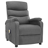 Hommdiy Lounge-TV-Sessel mit 6 Massagepunkten und Heizung, Verstellbarer Rückenlehne und anhebbarem Fußhocker Hellgrau
