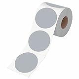 500 Stück runde silberne Inventaraufkleber, Kreispunkte Farbkennzeichnungs etiketten mit Perforationslinie in einer Rolle (7.6 cm Durchmesser)